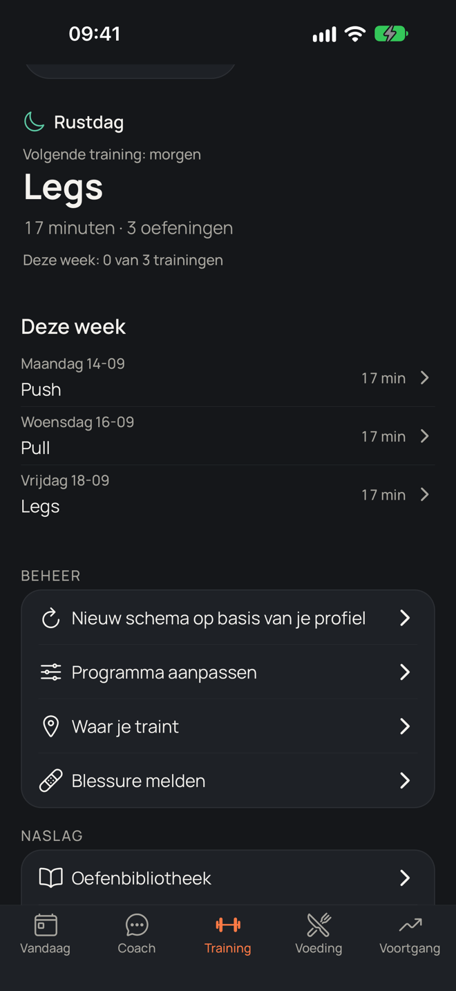 Het trainingsschema van een week in Fitritme
